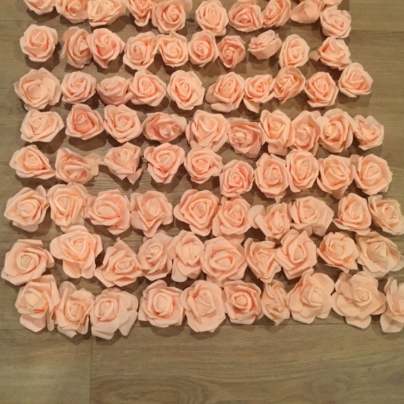 100 Peach DIY Real Touch 3D Artificial Foam Rose Head Without Stem - Picture 4 of 4